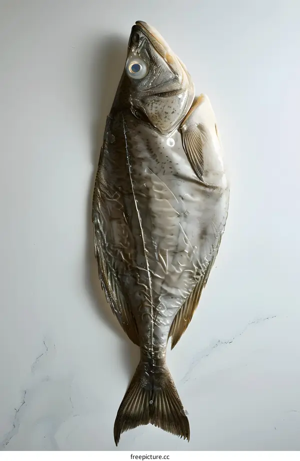Whole dried fish on white background