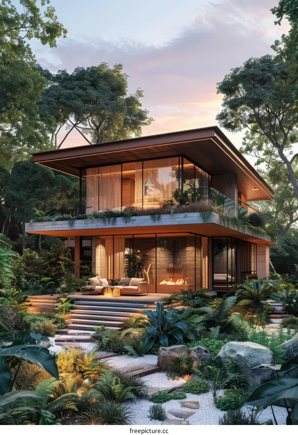 A Modern House Surrounded by Lush Greenery
