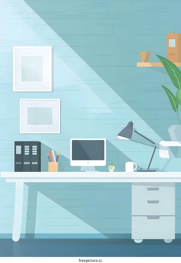 Minimalist Home Office Desk With Sunlight