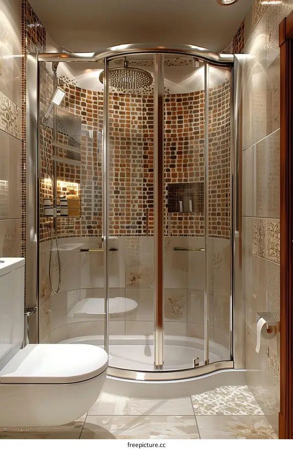 Modern Corner Shower with Mosaic Tile Design
