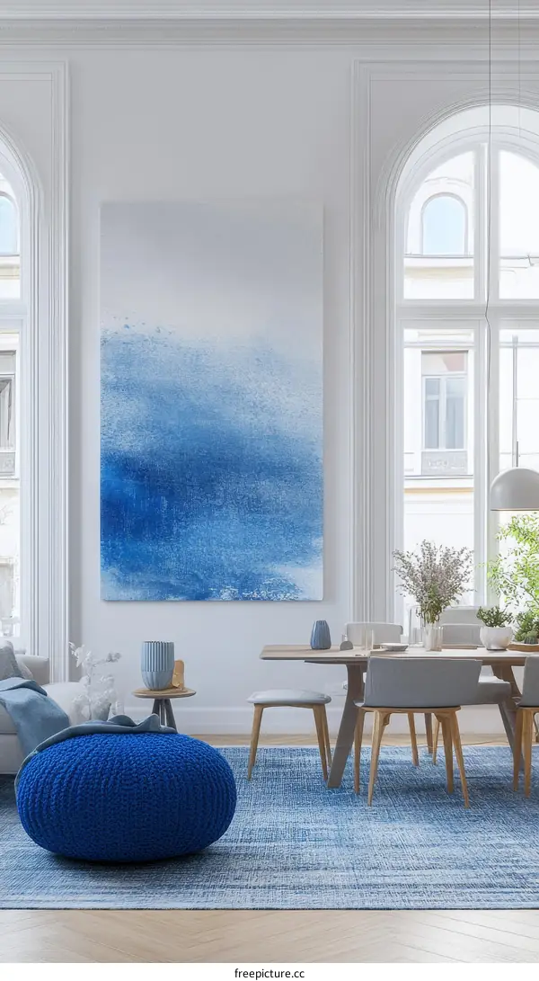 Modern Dining Room Interior Design with Blue Accents