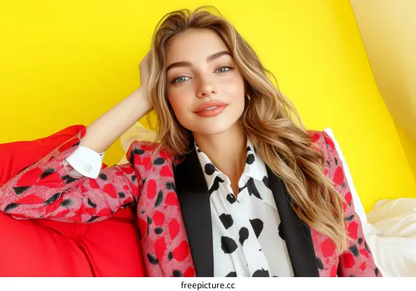 Stylish Caucasian Woman in Fashionable Blazer