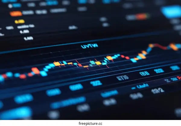 Stock Market Display with Colorful Chart