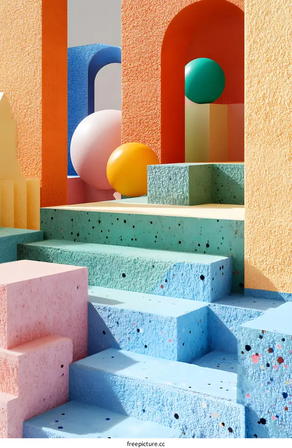 Abstract 3D Colorful Geometric Shapes Render