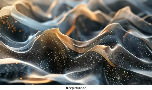 Abstract Mountain Landscape with Glowing Particles