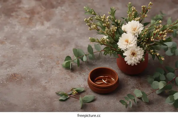 Elegant Floral Arrangement with Wedding Rings