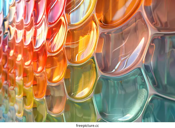 Colorful glass wall tiles in the shape of fish scales