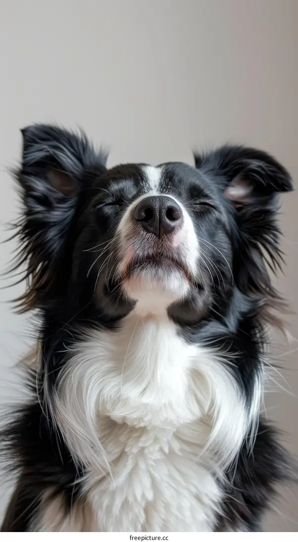 A Border Collie with eyes closed