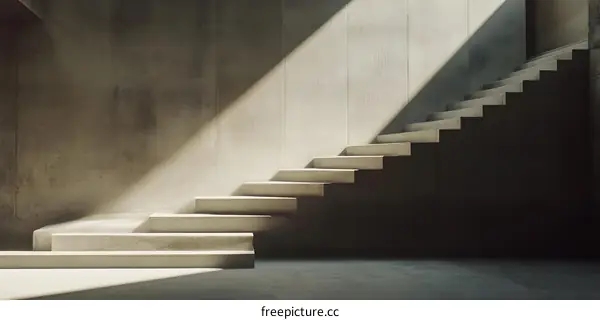 Concrete Staircase with Sunlight in Minimalist Interior Design