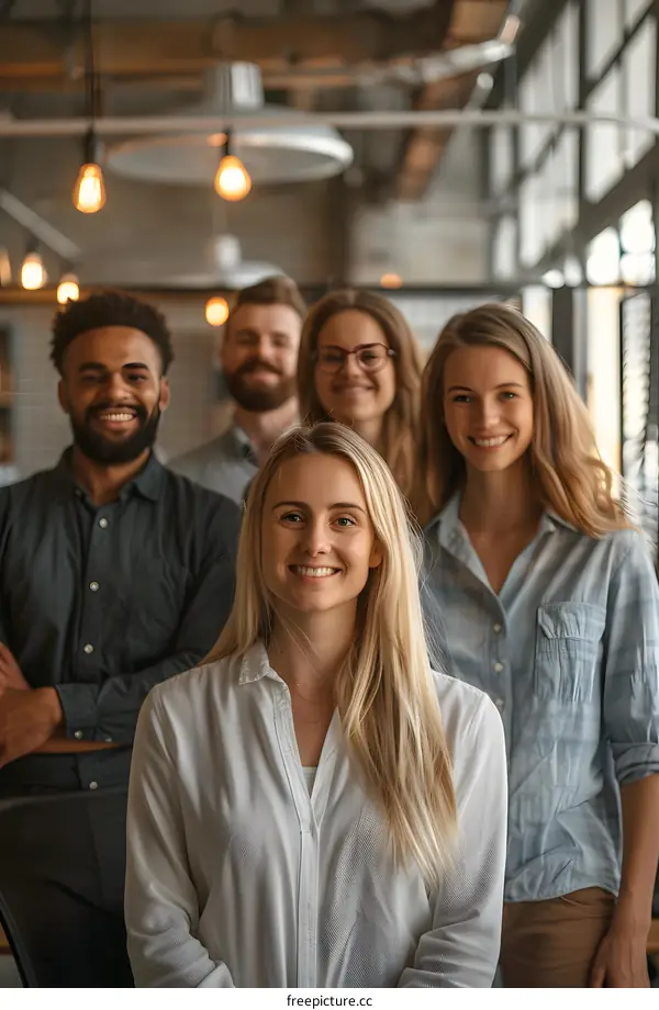 portrait of a group of young professionals smiling at the camera
