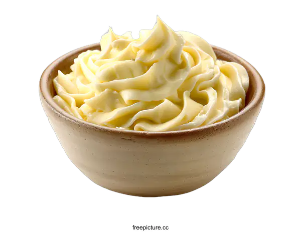 [Transparent Background PNG]Close-up of a bowl of vanilla frosting
