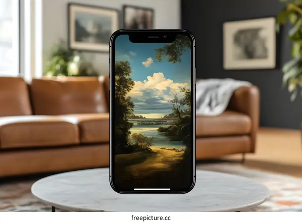 Landscape Painting on Smartphone Screen