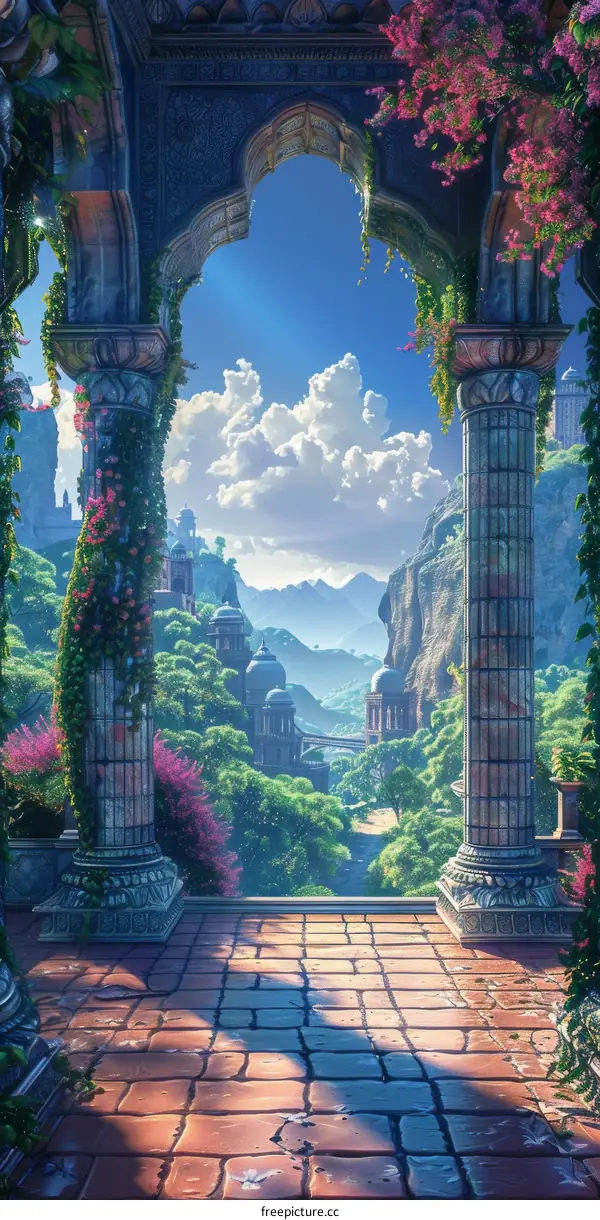 Fantasy Landscape with Ruins and Archway