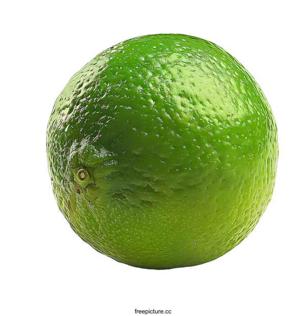 [Transparent Background PNG]A Single Green Lime on White Background