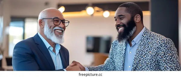 Two Businessmen Shaking Hands in Office