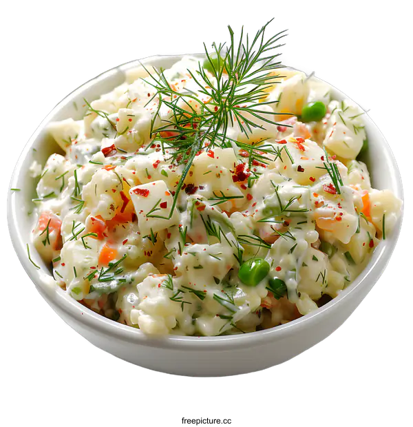 [Transparent Background PNG]Potato Salad with Dill and Paprika in a Bowl