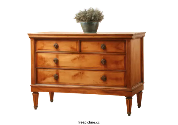 [Transparent Background PNG]Antique Wooden Chest of Drawers with Classic Design
