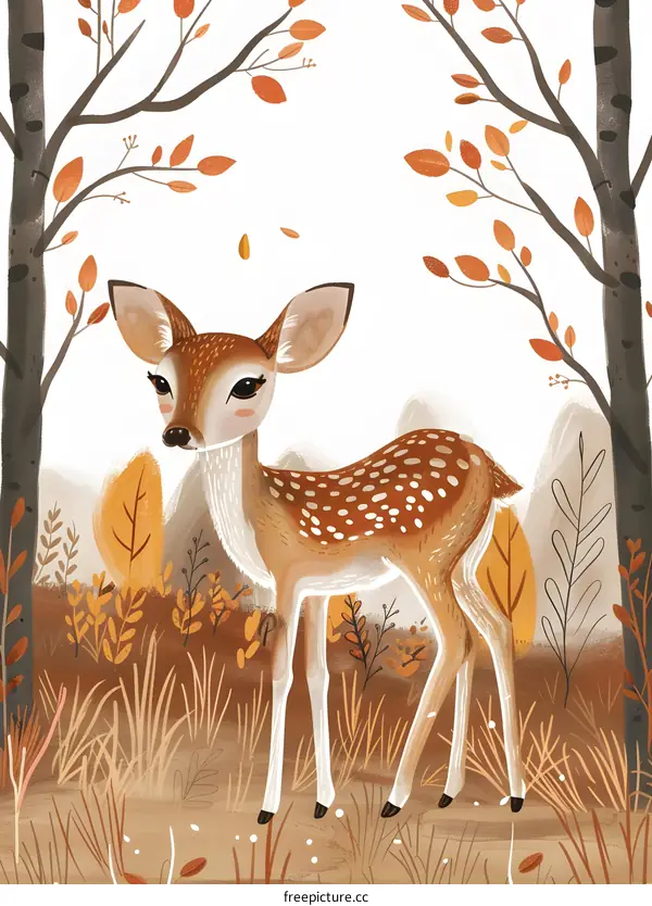 Cute Autumn Deer Illustration