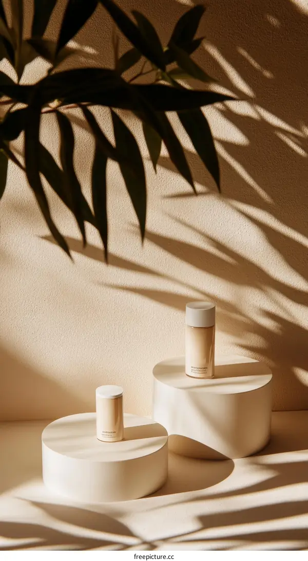 Elegant Beauty Products Display Under Natural Light