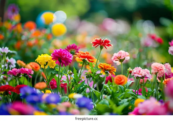 Colorful Flowers in Bloom in a Garden