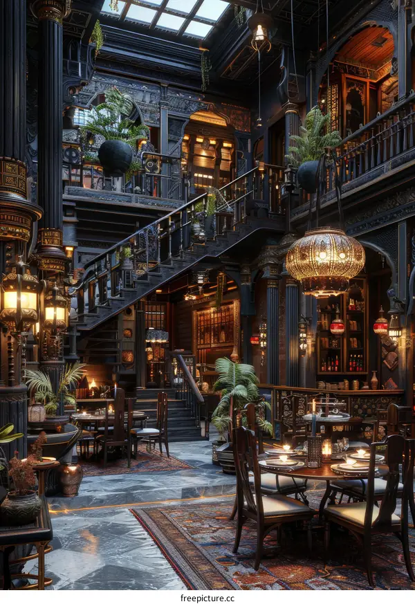 Ornate Interior Design Restaurant Scene