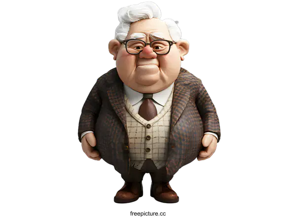 [Transparent Background PNG]3D cartoon character of an old man