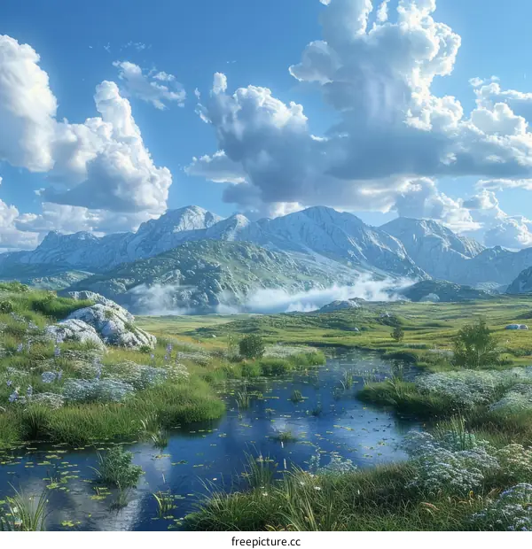 Stunning Mountain Landscape with a Crystal Clear Pond