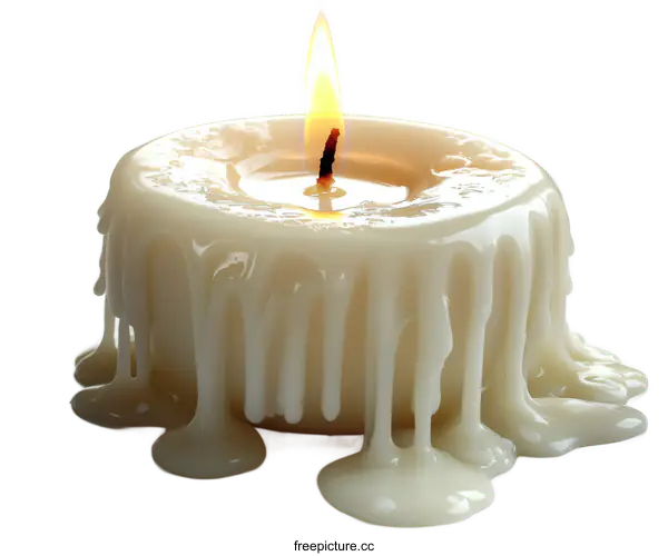 [Transparent Background PNG]Melting Candle with Dripping Wax