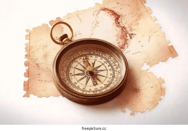 Vintage Compass on Antique Maps