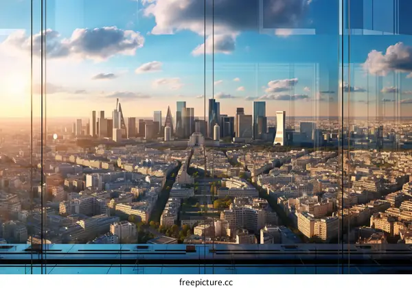 Paris La Defense skyscrapers view from Grande Arche