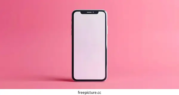 Blank Screen Smartphone on Pink Background