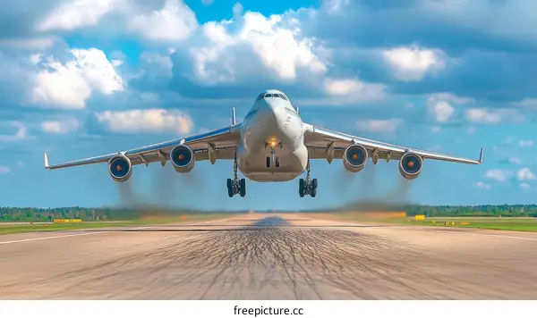Giant Airplane Taking Off on Runway