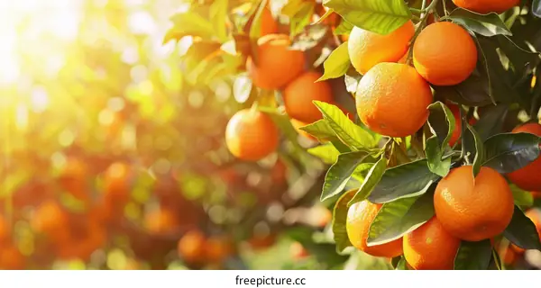 Ripe Oranges Hanging on a Branch