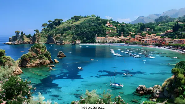 Stunning View of the Mediterranean Sea with Lush Green Hills