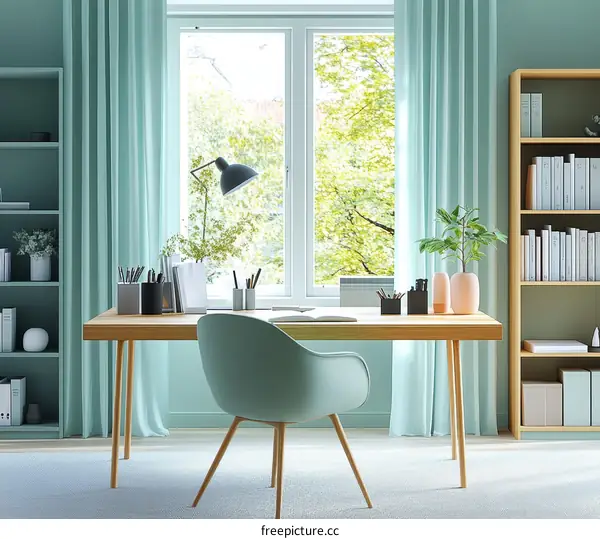 Modern Home Office Interior Design Illustration