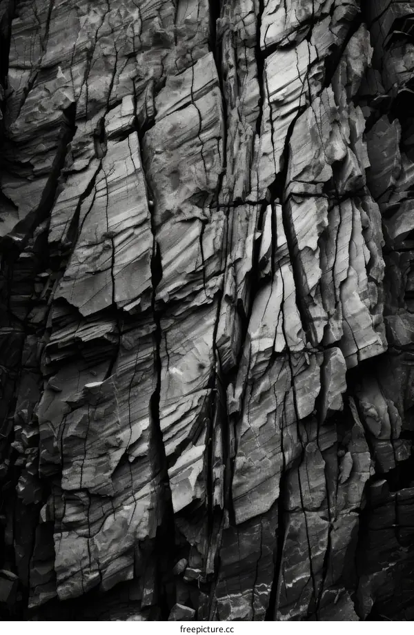 Abstract Black and White Rock Formations