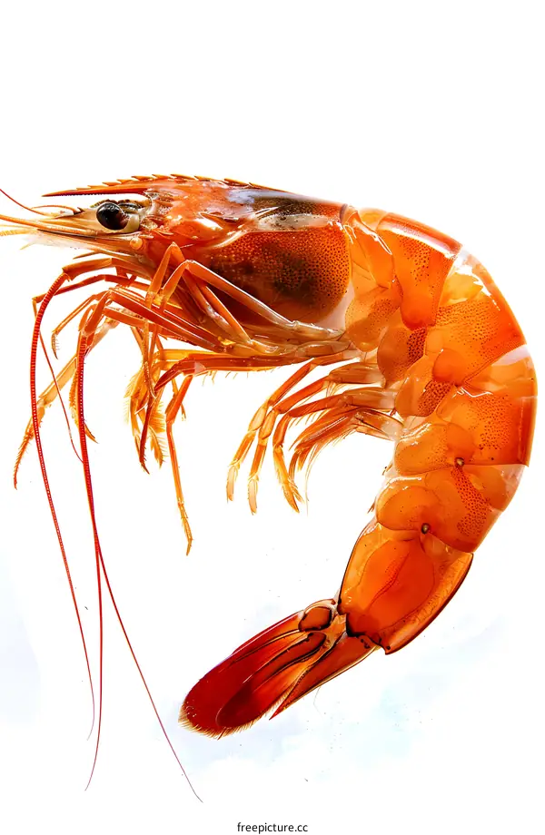 Isolated cooked shrimp on white background