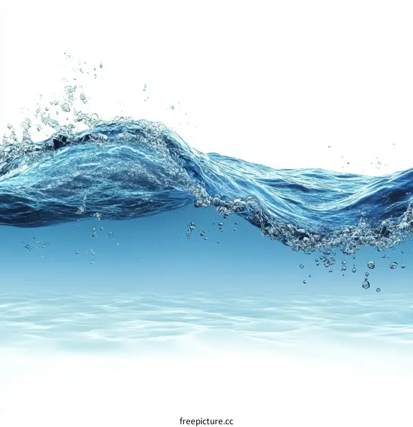 Water Waves Splashing on White Background