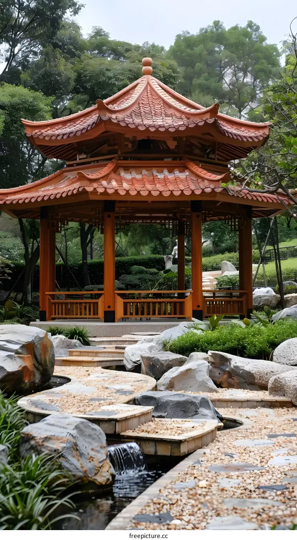 chinese style pavilion in the park