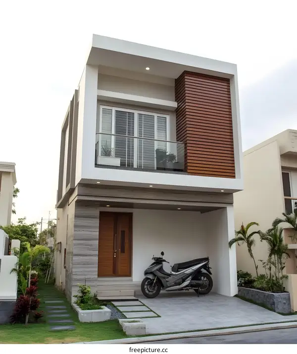 Modern Minimalist Two Story House Exterior Design