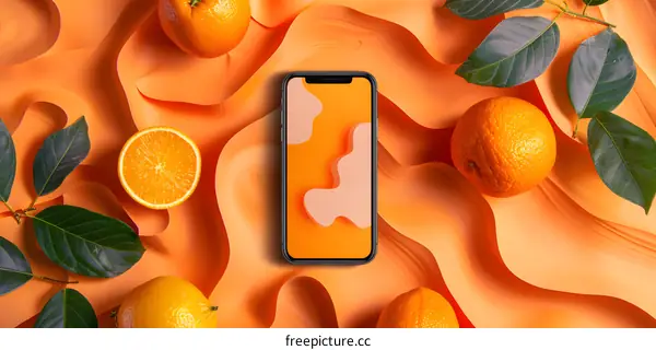 Orange and Green Leaves With a Phone