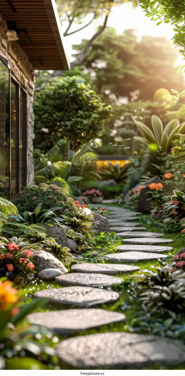 Natural scenery garden path