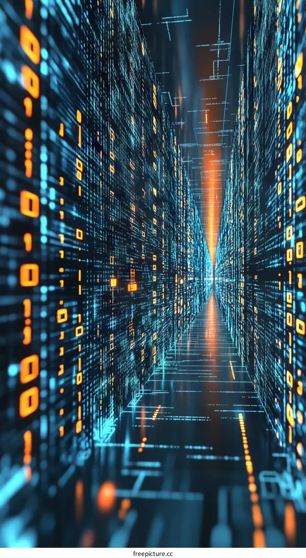 Abstract Digital Binary Code Tunnel