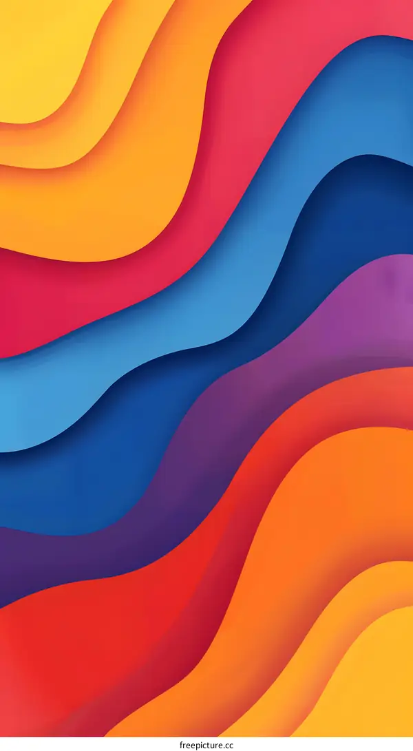 Abstract Colorful Paper Cut Wave Background