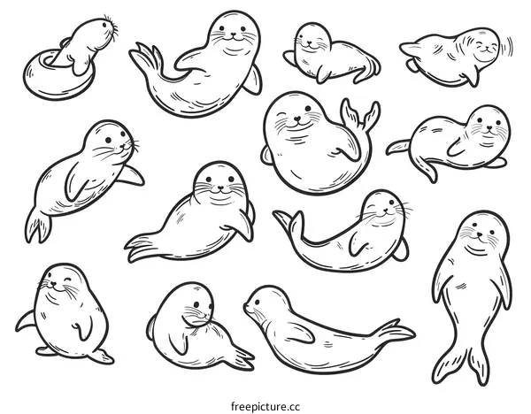Cute Hand Drawn Seal Illustration