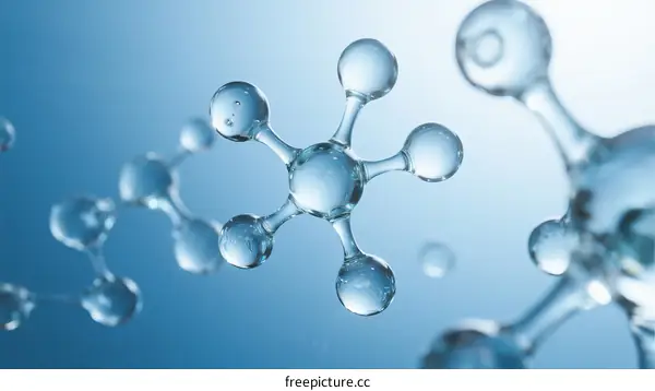 Molecular Structure Visualization of Chemical Compound in Blue Background
