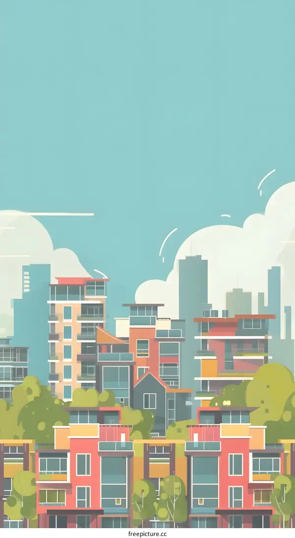 Colorful Cityscape with Modern Buildings