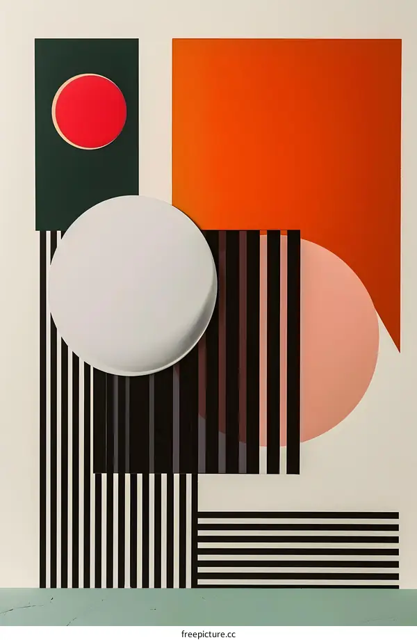 Abstract Geometric Design With Circles and Stripes