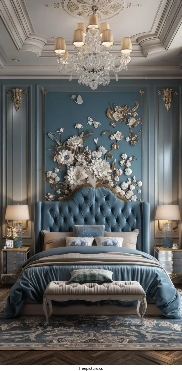 Elegant Blue Bedroom Interior Design