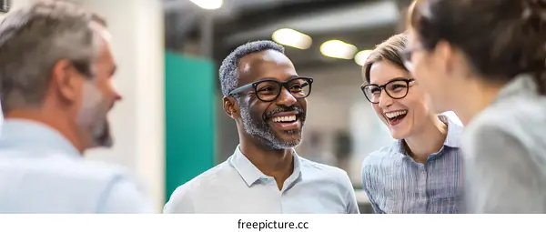 Happy Diverse Group Of Coworkers Discussing A Project
